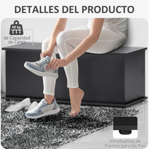 Baúl de Almacenamiento de Madera Arcón de Almacenamiento con Tapa Carga Máx. 60 kg para Dormitorio Salón 100x40x40 cm Negro