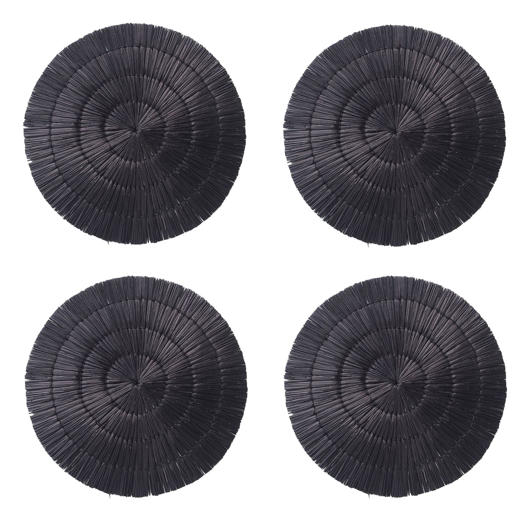Lot de 4 set de table en raphia noir 38cm PAROS