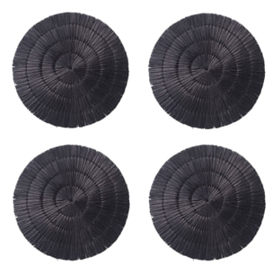 Lot de 4 set de table en raphia noir 38cm PAROS