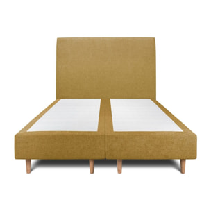 Lit avec tête de lit tapissée tissu et sommier tapissier Ep20