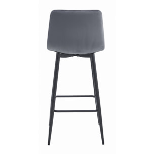Set di 4 sgabelli bar NADO in velluto grigio scuro e acciaio