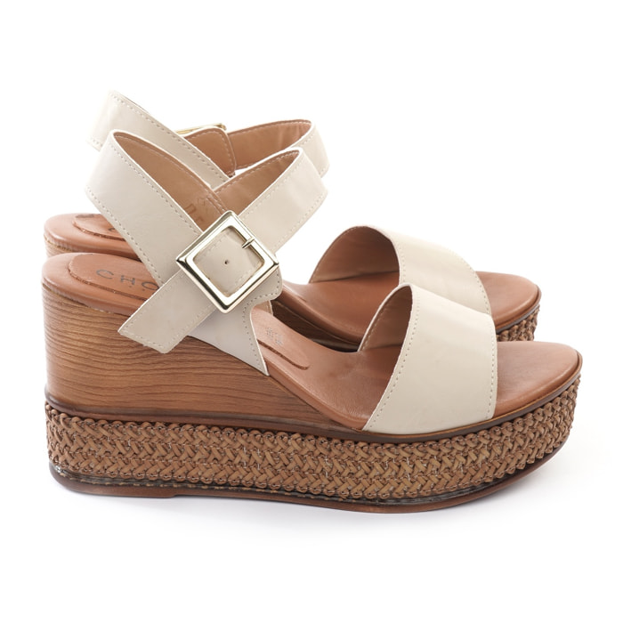SANDALO ZEPPA FASCIA CHOCOLA' BEIGE