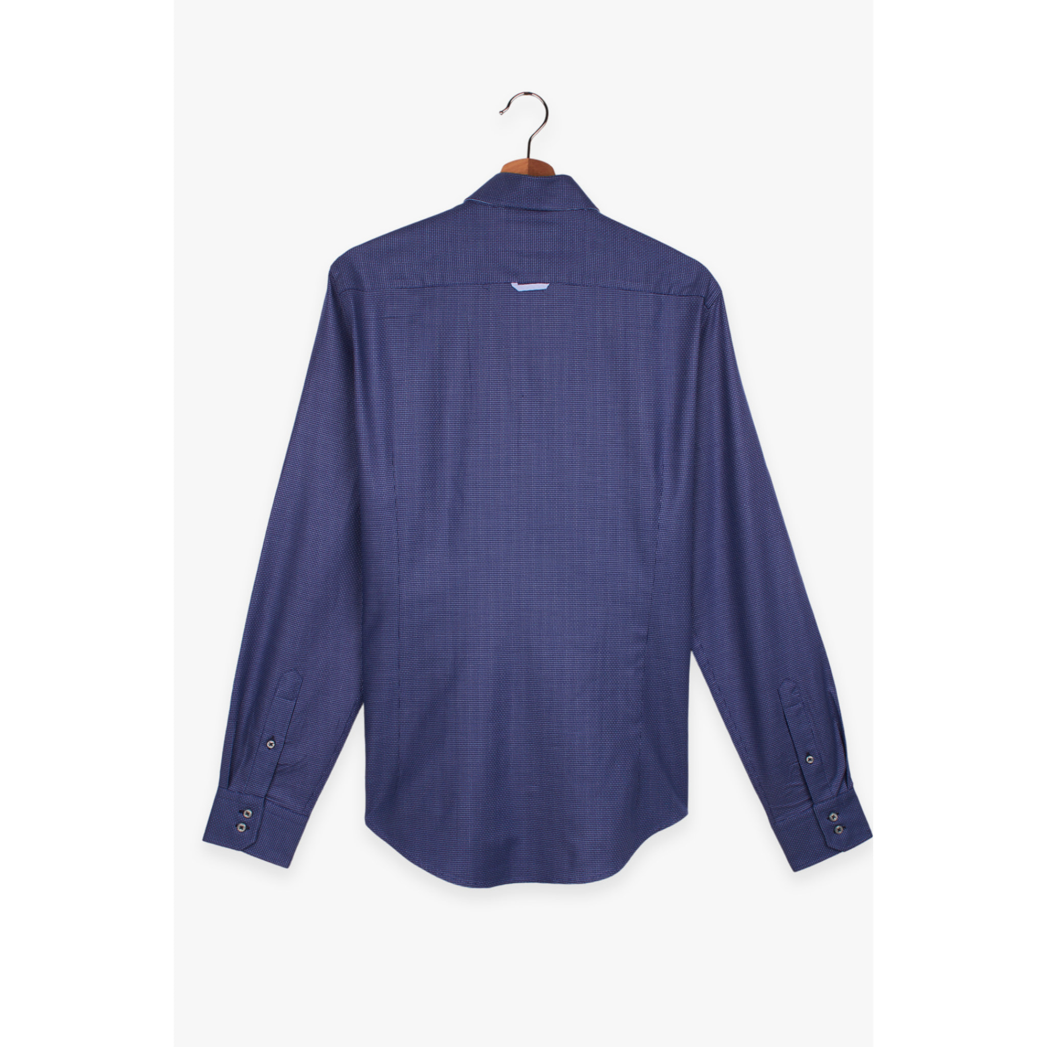 Camicia Uomo 2 Bottoni Button Down Slim Jacquard Fantasia Blu/Celeste