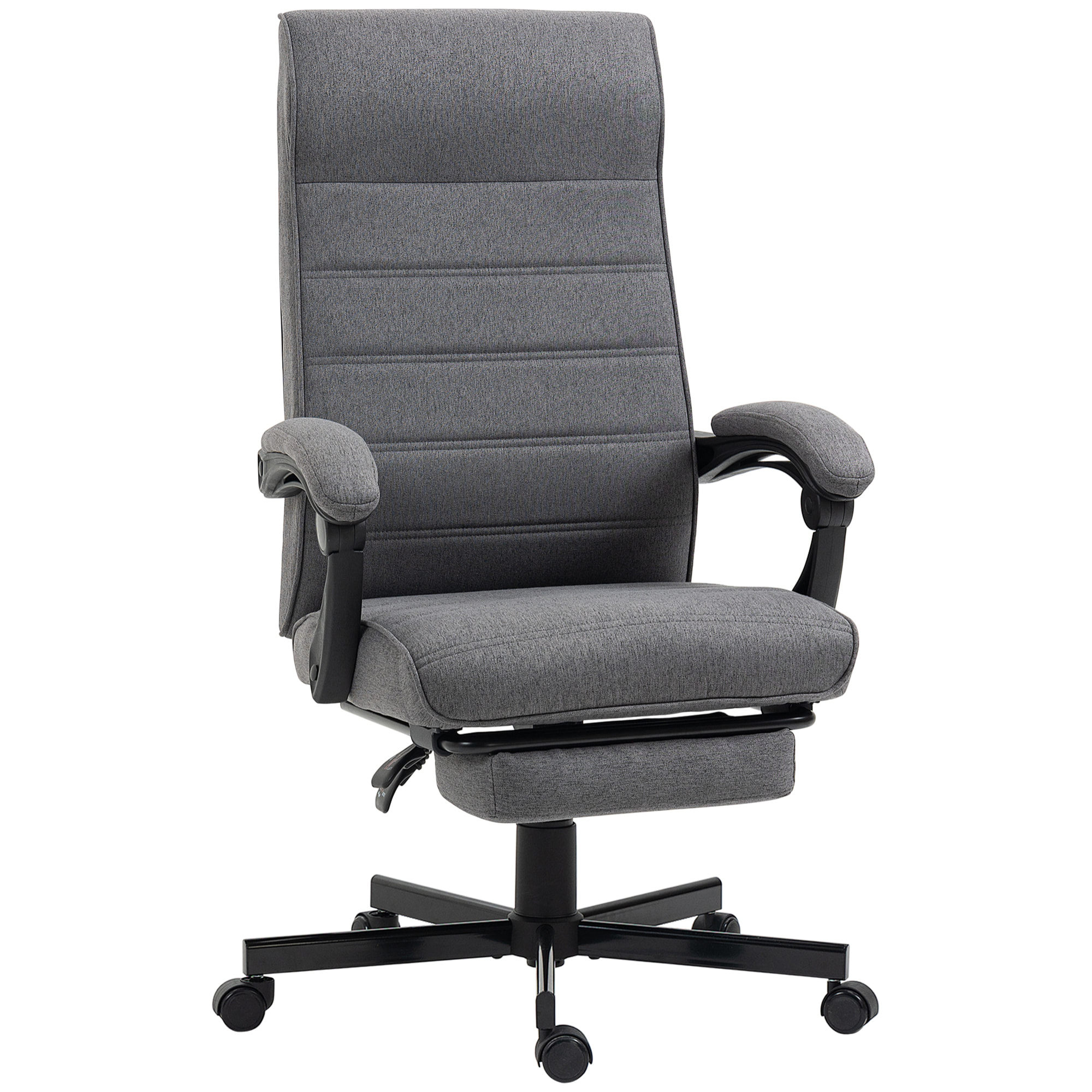 Silla de Escritorio Reclinable Silla de Oficina Giratoria con Altura Ajustable Reposapiés Retráctil y Reposabrazos Silla para Estudio Carga 120 kg Gris