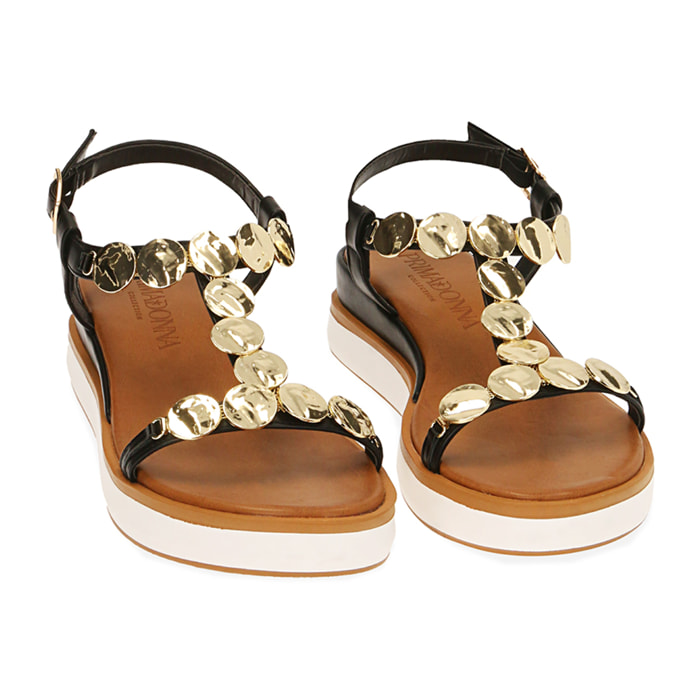 Sandalias negras, plataforma de 4,5 cm