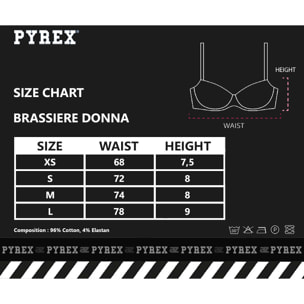 Pyrex Brassiere Donna in Cotone, Art.PRC72 Conf da 1 PZ. Nero