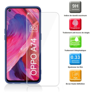 Coque IBROZ Oppo A74 5G Coque bleu + Verre trempé