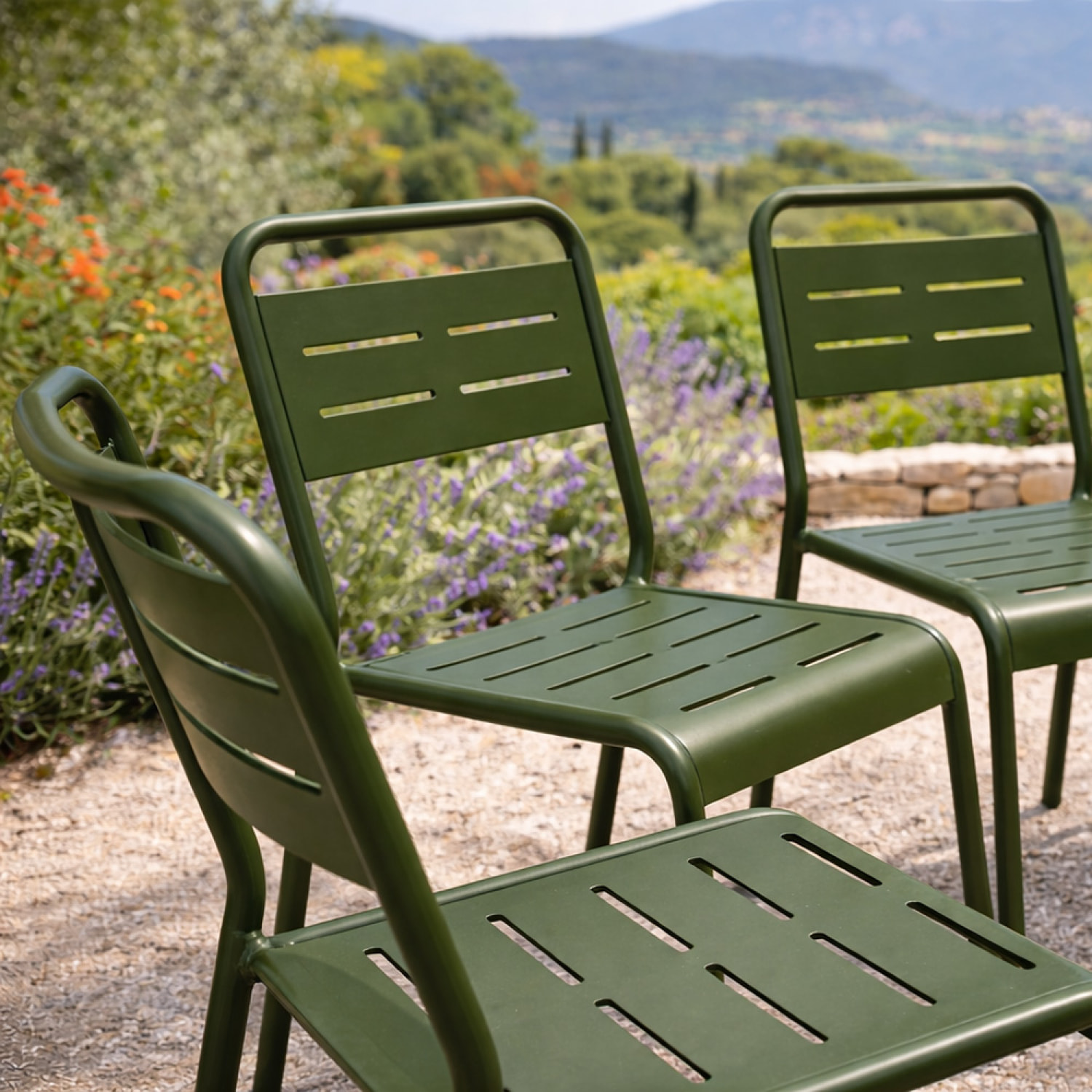 Lot de 6 chaises de jardin empilables vertes EVORA