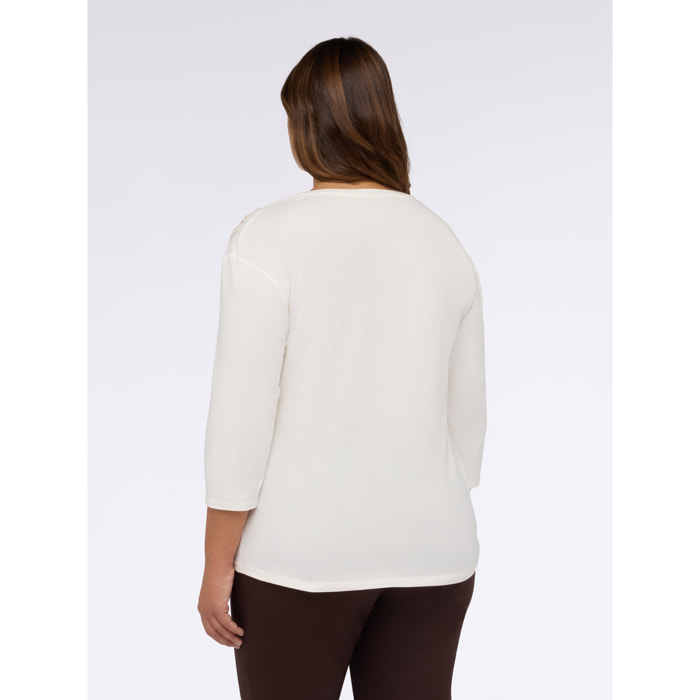 Fiorella Rubino - Camiseta de algodón con lentejuelas - Blanco