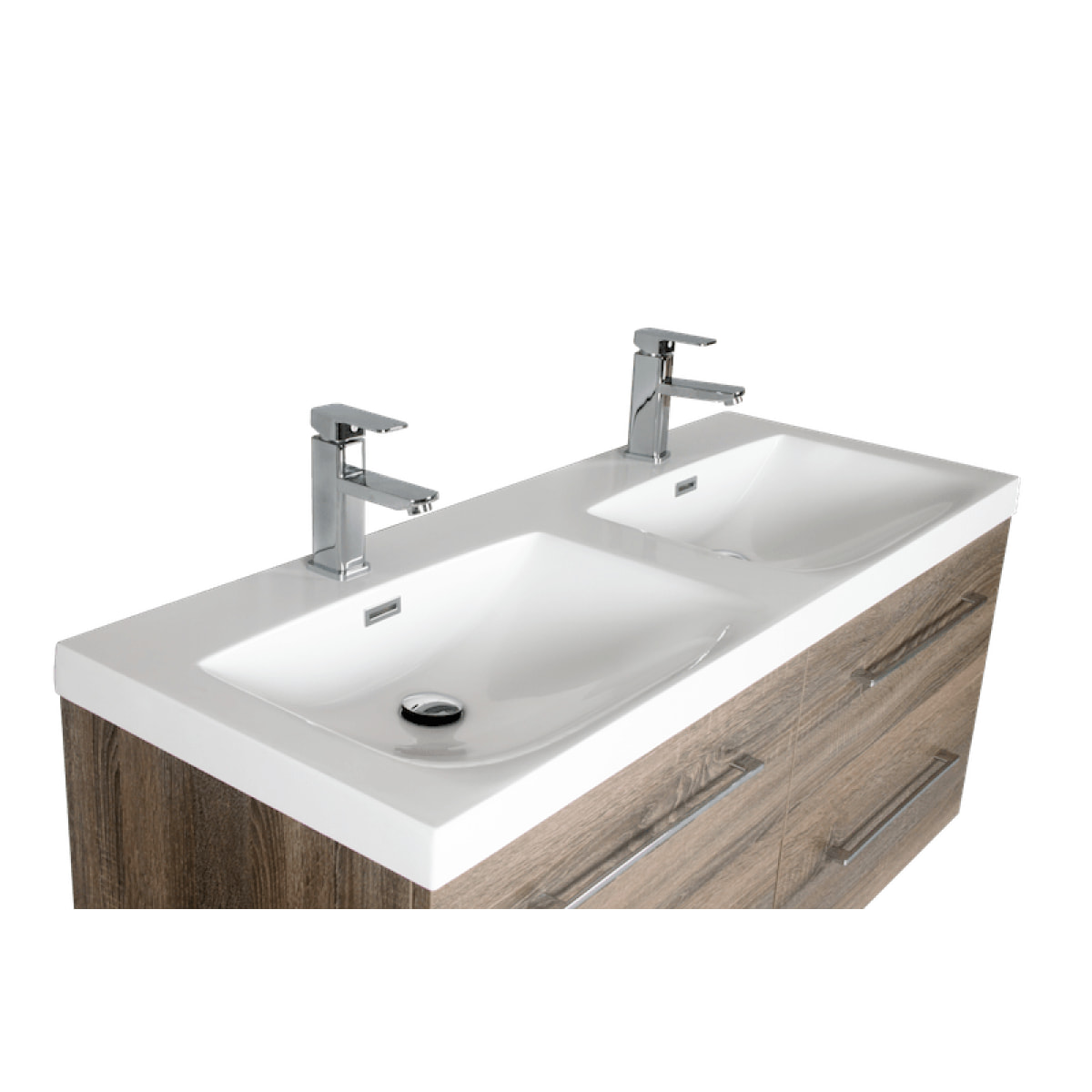 Meuble double vasque 120 cm chêne calirfornien gris Aquasun