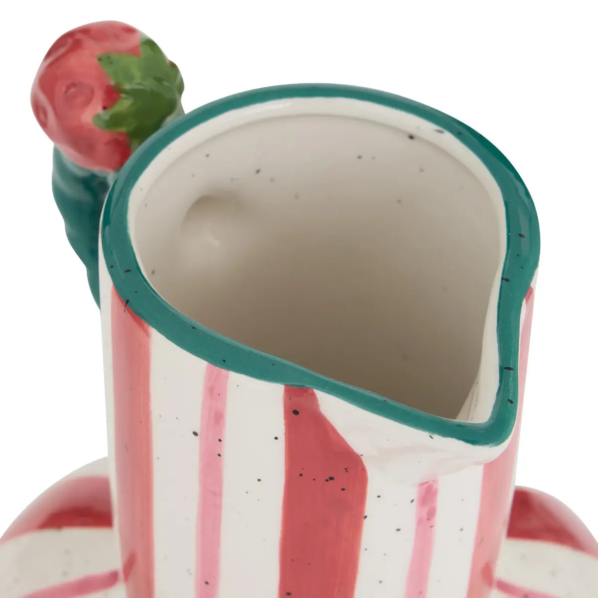 Vase Fruity Rayé Rouge et Blanc en Grès avec Anse 18,5x17,5x25 cm