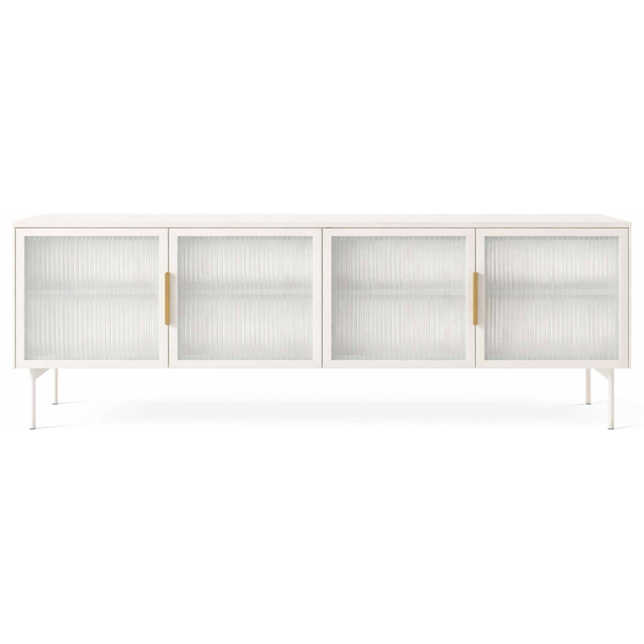Mobile Tv elegante con 4 ante in vetro, ripiani interni e illuminazione LED integrata. Struttura resistente laminato 181.3 x 39.3 x 61.6 cm Cashmere