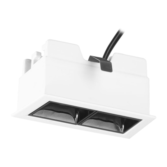 Forlight Jim - Downlight Empotrable de Techo LED Doble Rectangular Luz Cálida 3000K de Aluminio Color Blanco 75x44mm