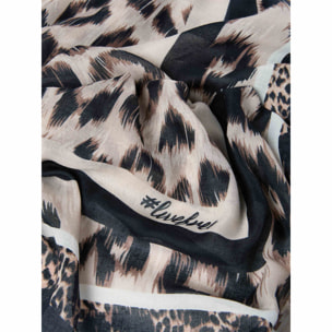 Fiorella Rubino - Foulard lungo con stampa animalier - Marrone