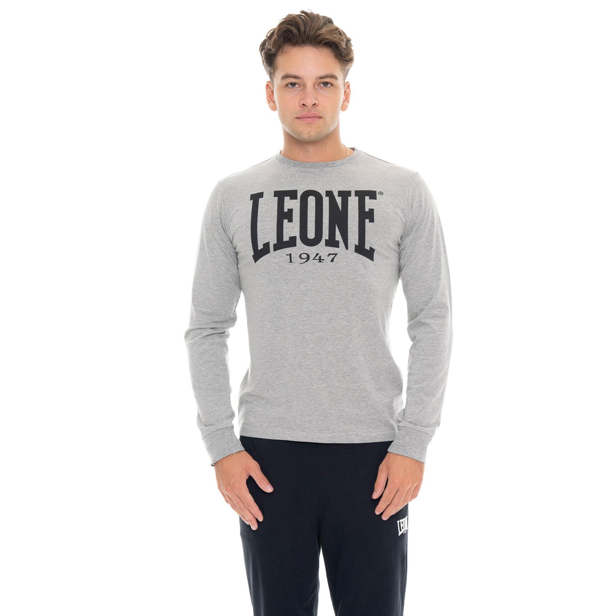 Camiseta de algodón elástico de manga larga con logo grande 'Basic' para hombre