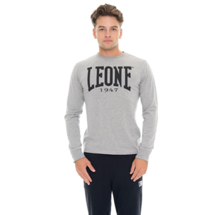 Camiseta de algodón elástico de manga larga con logo grande 'Basic' para hombre