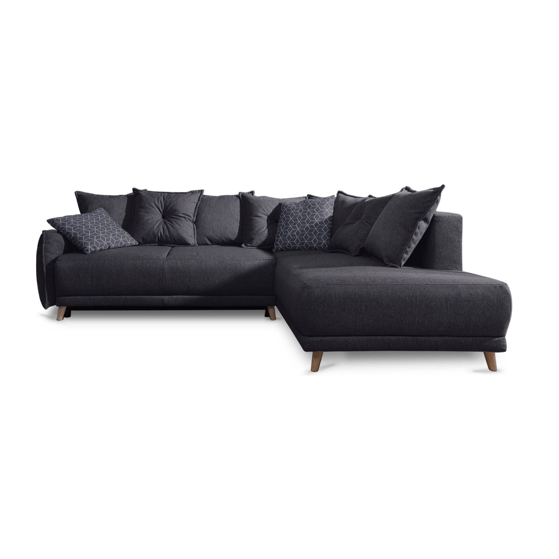 Lena - canapé d'angle droit convertible - 5 places - gris foncé - style scandinave - Gris foncé