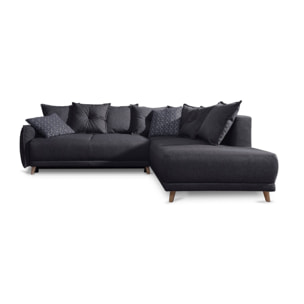 Lena - canapé d'angle droit convertible - 5 places - gris foncé - style scandinave - Gris foncé