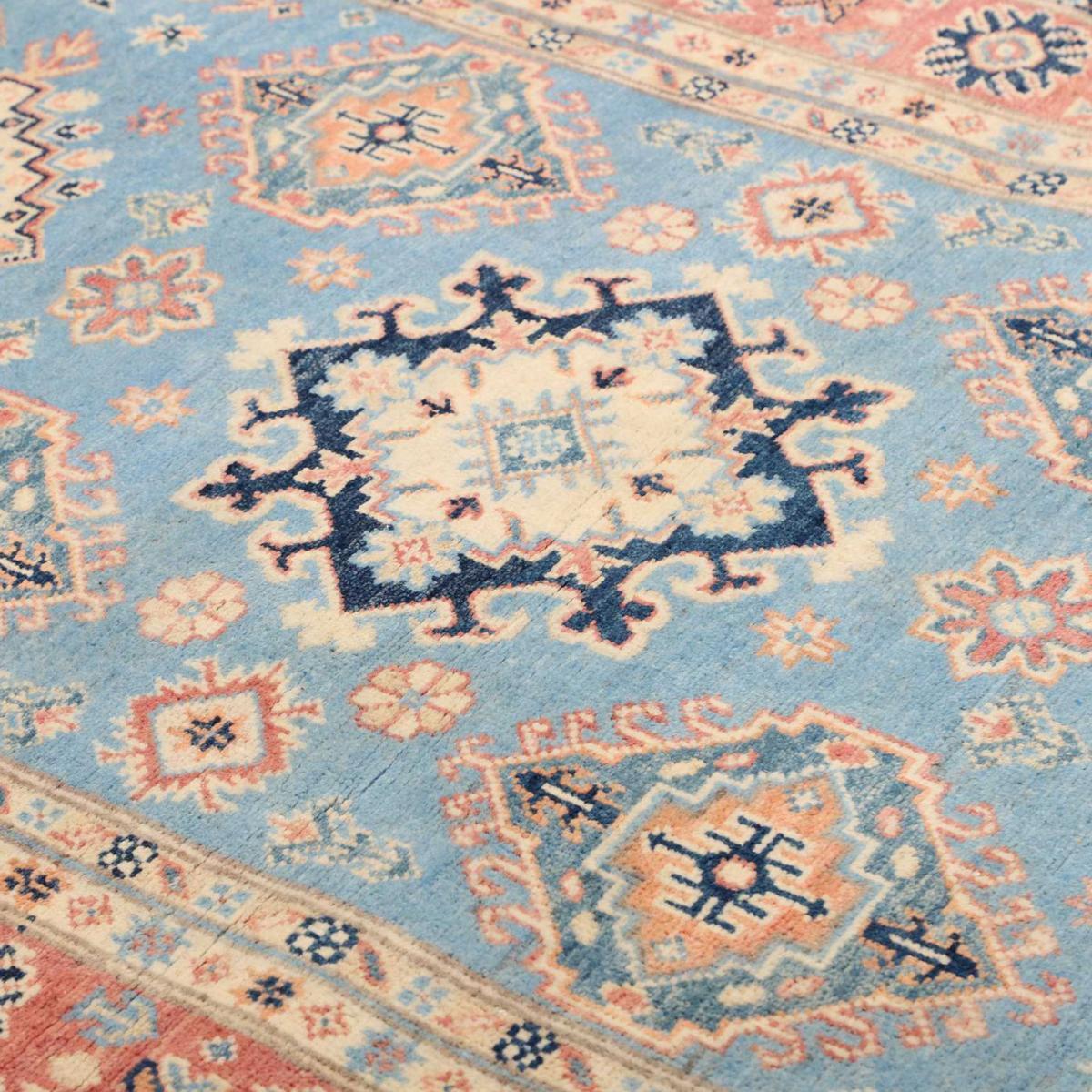Tapis salon géométrique, artisanal noué main en laine naturelle
