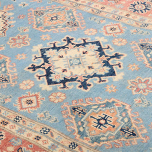 Tapis salon géométrique, artisanal noué main en laine naturelle