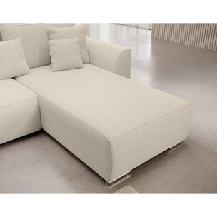 Gabriel - Canapé panoramique en U 7 places convertible avec coffre en tissu texturé - Beige