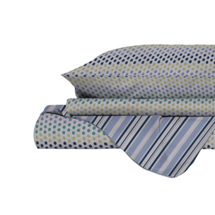 PARURE COPRIPIUMINO ATHENA, 100% Cotone, Made in Italy - MALINDI BLU