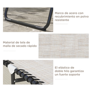 Conjunto de 2 Tumbonas Plegables Tumbonas de Jardín con Respaldo Ajustable en 4 Posiciones Carga 120 kg para Terraza Piscina Playa 197x58x30 cm Crema