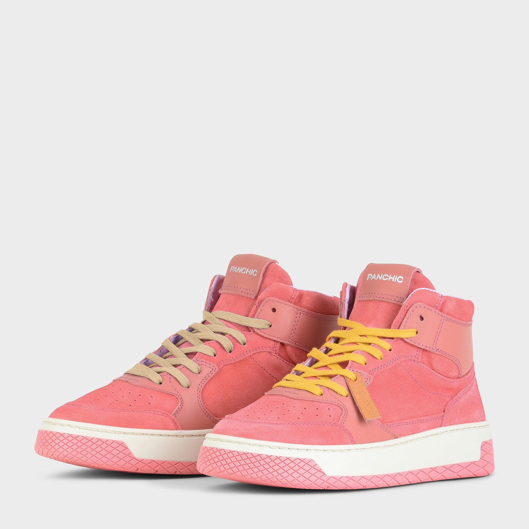 SNEAKER MID P02 DONNA IN SUEDE E PELLE FRAGOLA