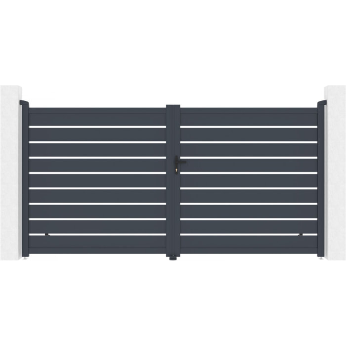 Portail aluminium  "Bastien" - 350 x 176 cm - Anthracite