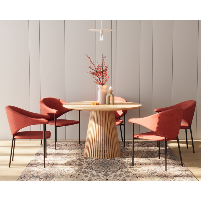 Lot de 2 chaises avec accoudoir design en velours ocre