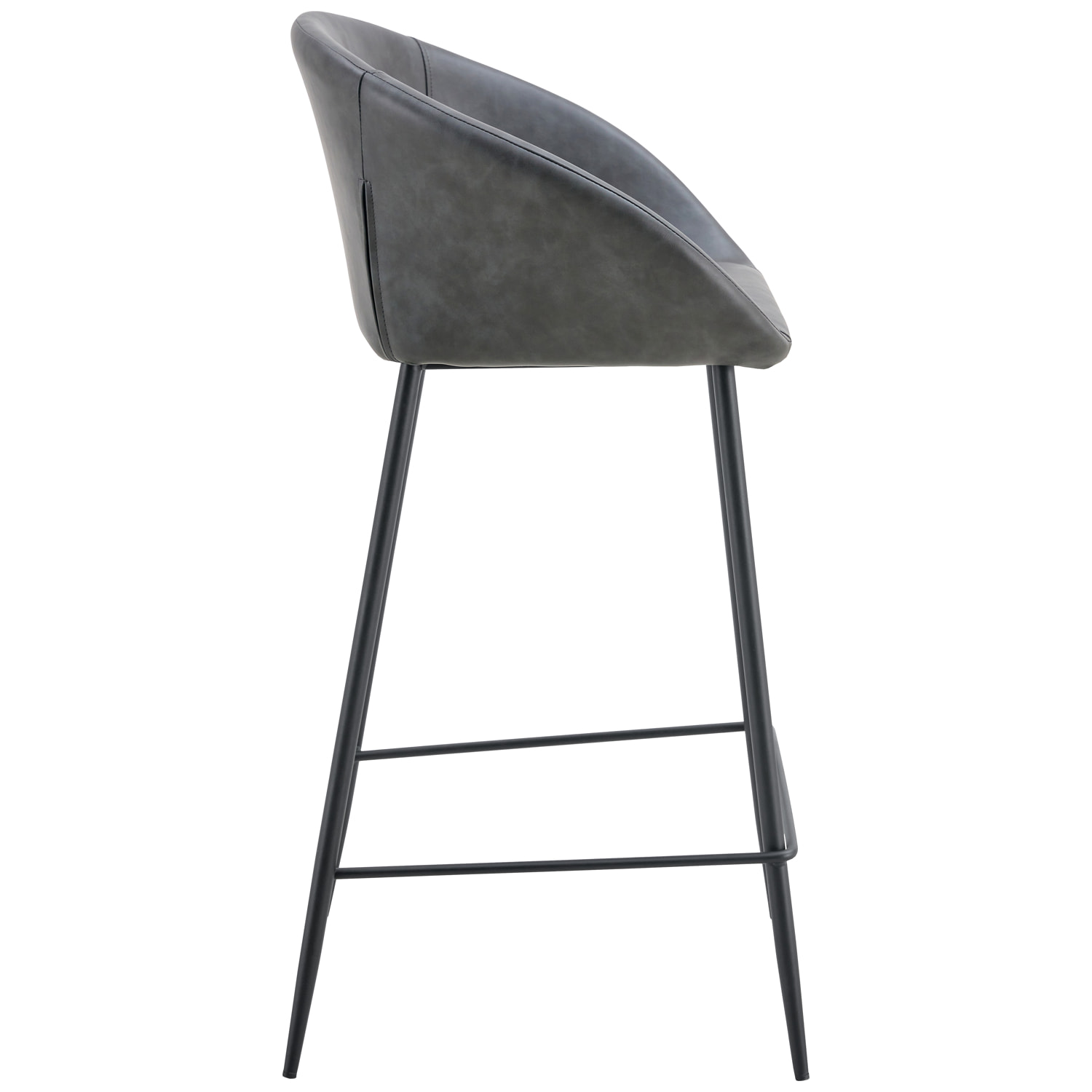 Lot de 2 tabourets de bar en simili gris foncé ACHILLE