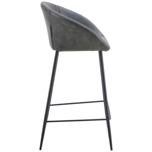Lot de 2 tabourets de bar en simili gris foncé ACHILLE