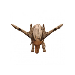 Sculpture animal bébé cerf en bois de teck massif H39cm - DEER