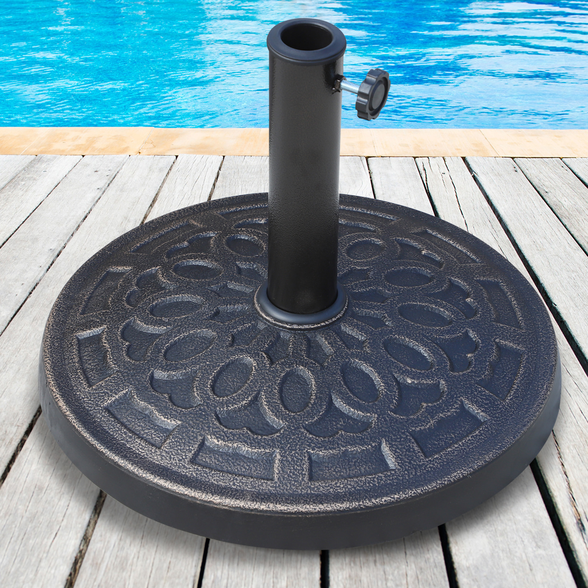 Pied de parasol résine 12 kg - pour mât de Ø 38/48 mm - Ø 44 x 34H cm - bronze