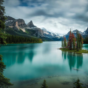 Affiche paysage du Canada, Lac de Banff Affiche sous cadre noir