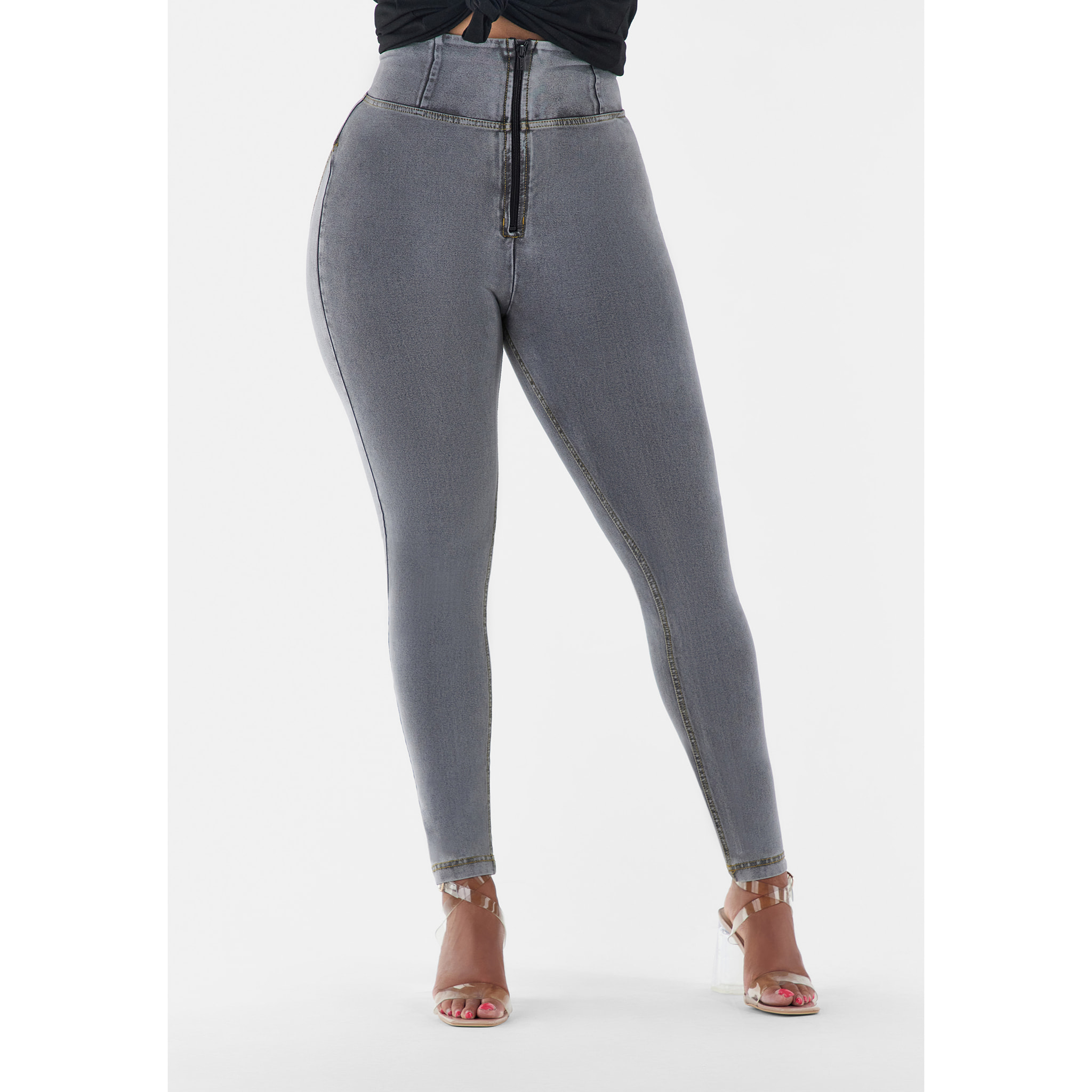 Jeggings push up WR.UP® curvy vita alta con zip gamba skinny