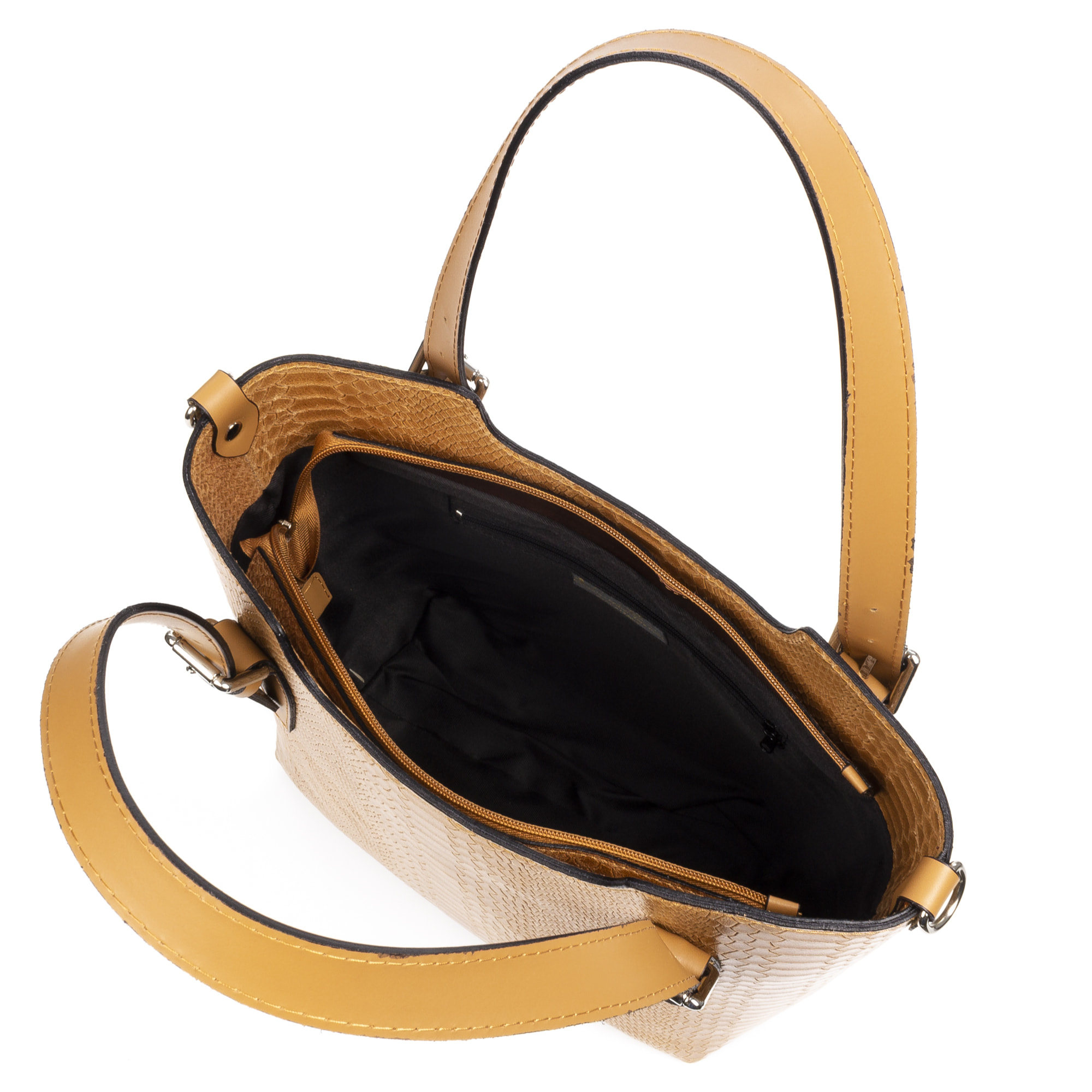 FIRENZE ARTEGIANI Borsa Tote da Donna Arezzo. Vera Pelle Scamosciata Incisione Serpente Made in Italy 37x14x27 Cm. Colore: pelle