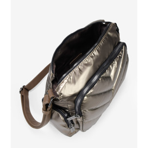 Bolso bandolera acolchada bronce con bolsillos
