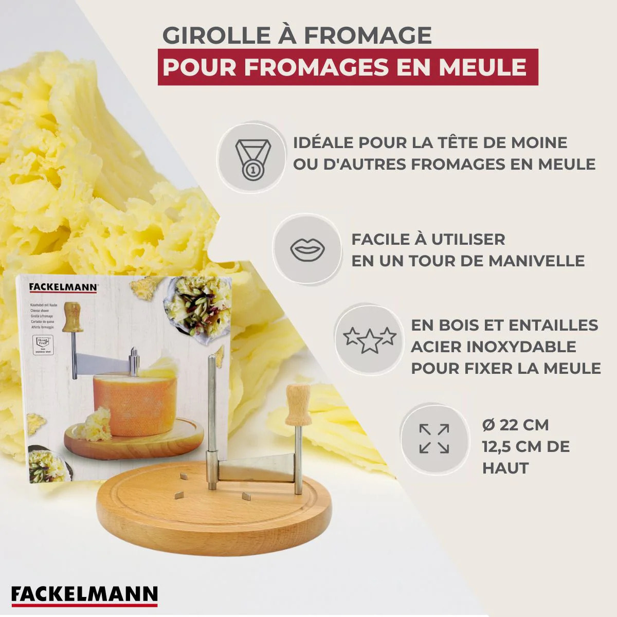 Girolle à fromage 22 cm Fackelmann Boissellerie