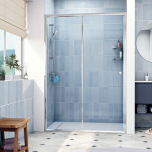 SAT PROJECT  Porte de douche 140x185cm coulissante avec profilé chrome brillant (SATPROMUD140CRT)
