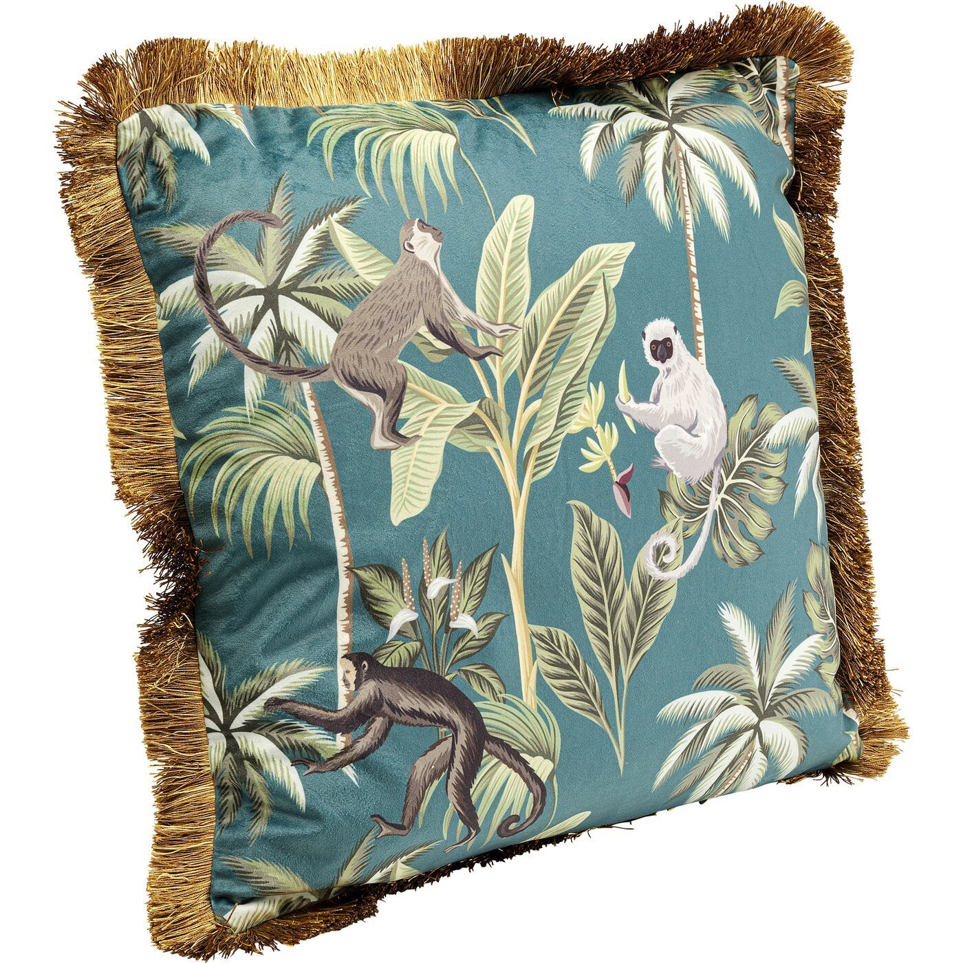 Coussin à franges Jungle singes 55x55cm Kare Design