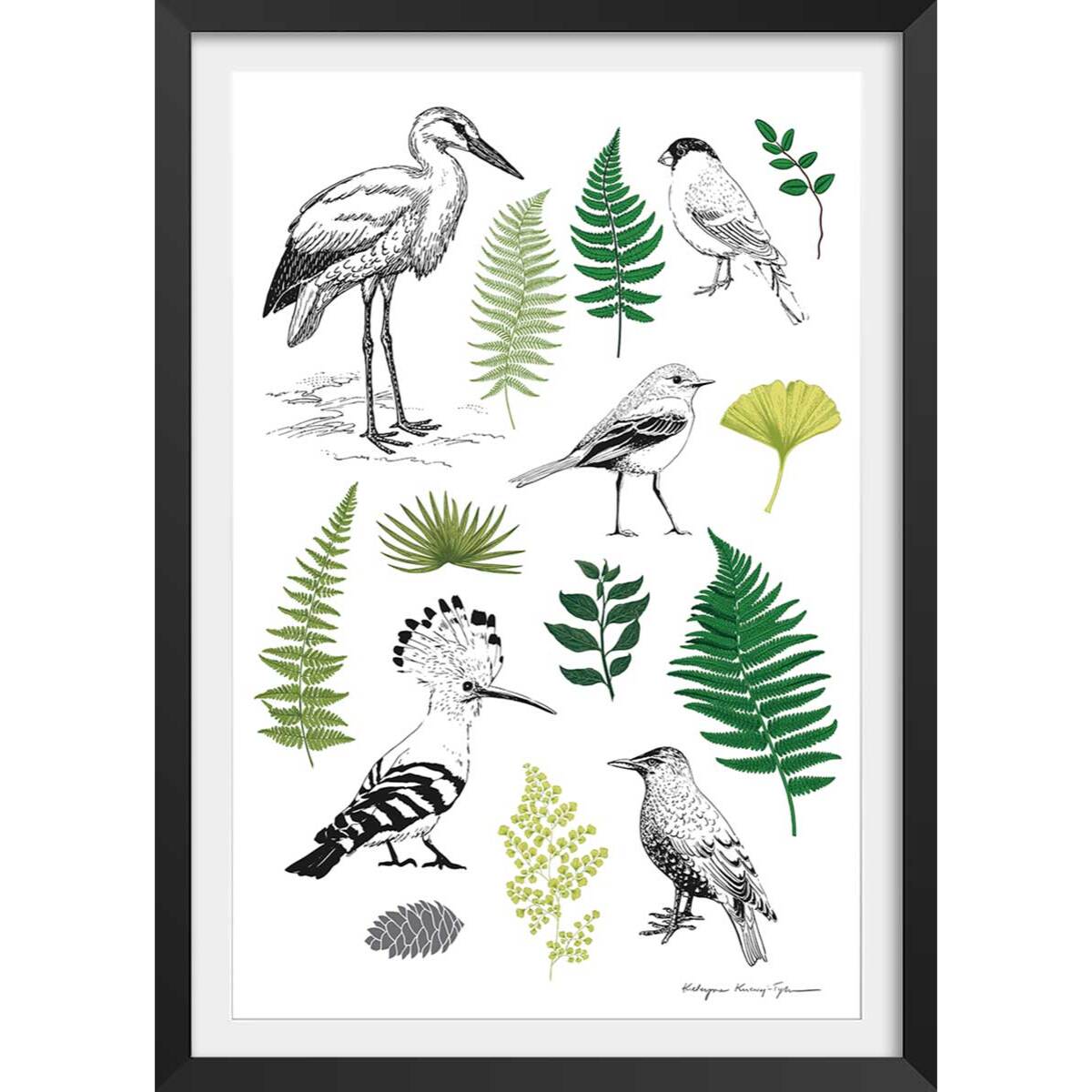 Affiche enfant tableau de la nature Affiche + cadre en bois - Noir