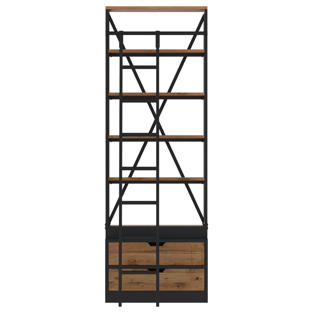 Petite bibliothèque 86 cm en bois et métal - Kasi