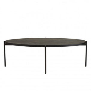 BASILE - Table basse ovale 131x65cm effet pierre motifs dorés