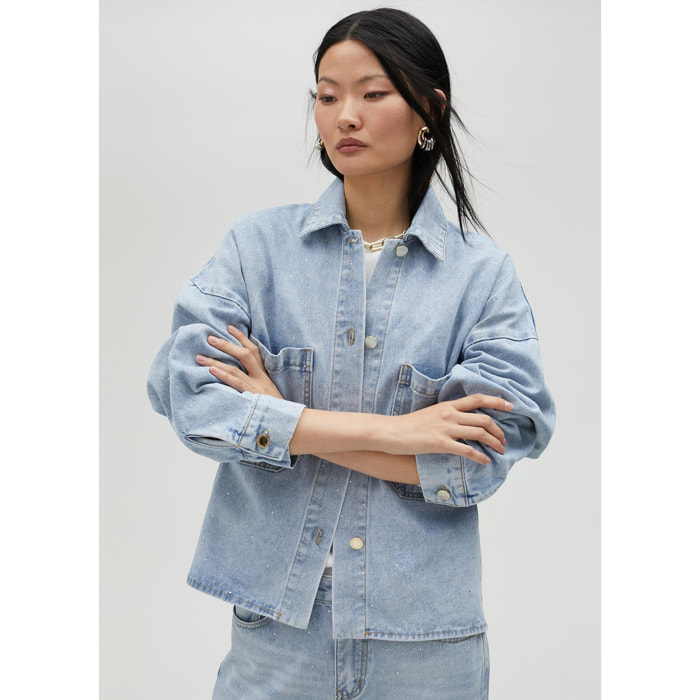 Giacca denim con strass