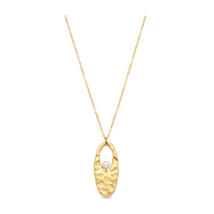 Collar de Aleación de Metal y Perla Blanca acabado en oro amarillo de 18k