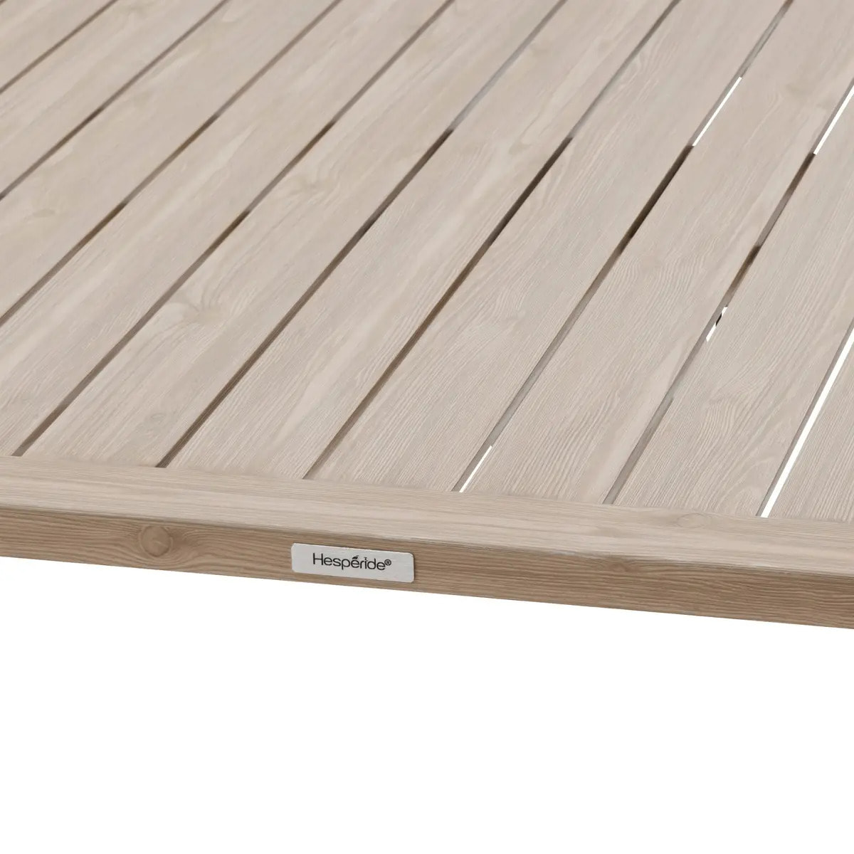 Table de jardin relevable rectangulaire "Salimia" argile & lin 150 x 80 x 69cm en aluminium