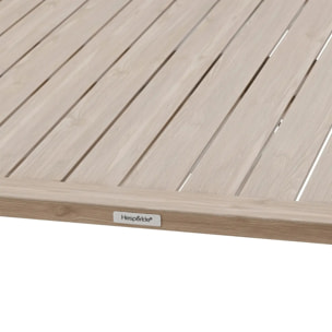 Table de jardin relevable rectangulaire "Salimia" argile & lin 150 x 80 x 69cm en aluminium
