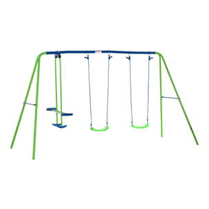 Juego de Columpios de Jardín de Metal con Altura Ajustable Columpios para Niños de +3 Años con Columpio Doble Balancín para Patio Terraza 280x140x178 cm Verde