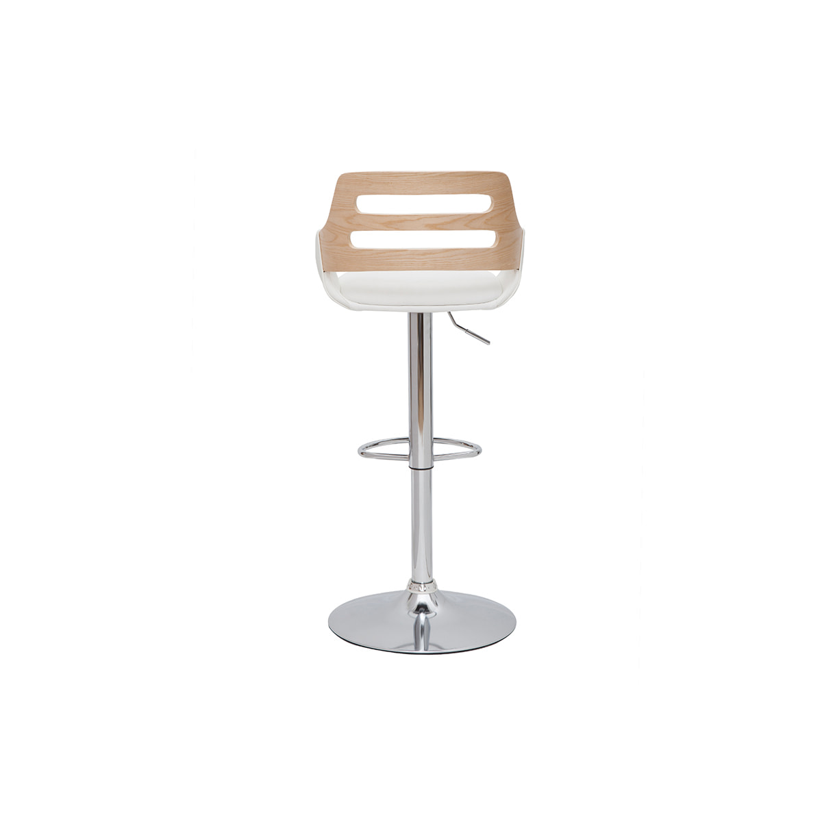 Tabouret de bar relevable design blanc et chêne PERNIK